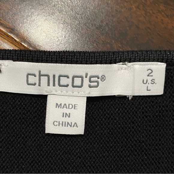 Chico's - Black Embroired Textured Sweater - 2(L) - Picture 9 of 11